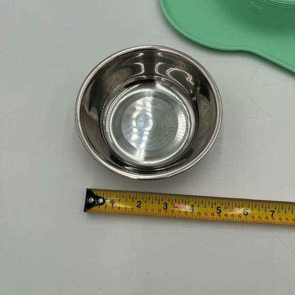 Dog Double Bowl Set - Bone Design in Turquoise New - Picture 6 of 7